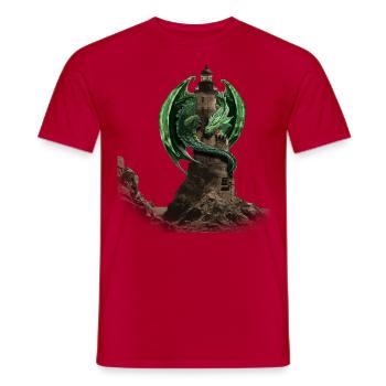 Drachen Leuchtturm von Custom - Männer T-Shirt - Rot - Vorne - AI Model Male 178 dark (178cm)