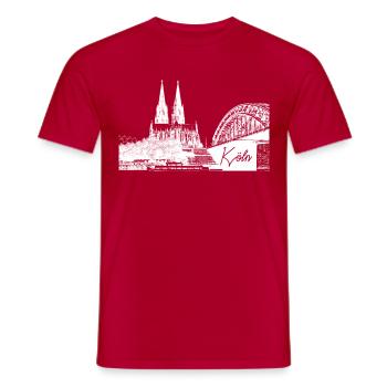 Cathédrale de Cologne - T-shirt homme - rouge - Devant - AI Model Male 178 dark (178cm)