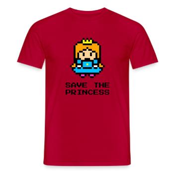 funny retro gaming fun t-shirt 8bit Princess - Men's T-Shirt - red - Front - AI Model Male 178 dark (178cm)