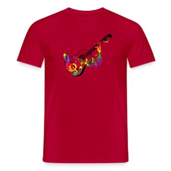 Guitare avec des notes de musique colorées - T-shirt homme - rouge - Devant - AI Model Male 178 dark (178cm)