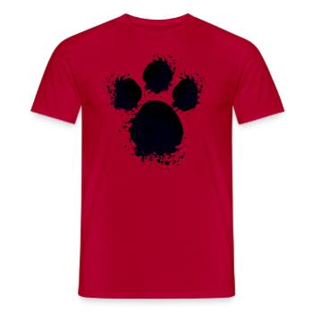 Chien noir patte chien peinture tache éclaboussure - T-shirt homme - rouge - Devant - AI Model Male 178 dark (178cm)