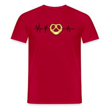 ECG Pretzel Heart Rate Pretzel Lover - Men's T-Shirt - red - Front - AI Model Male 178 dark (178cm)