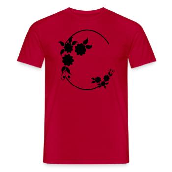 Semicircle with flower decoration frame - Men's T-Shirt - red - Front - AI Model Male 178 dark (178cm)