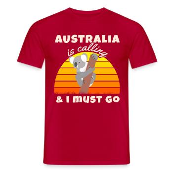 Australia Is Calling Backpacker Farewell Gift - Men's T-Shirt - red - Front - AI Model Male 178 dark (178cm)