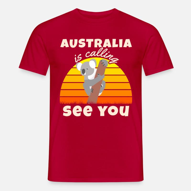 Australia Is Calling T-Shirt Koala Backpacker Rei - Men's T-Shirt - red