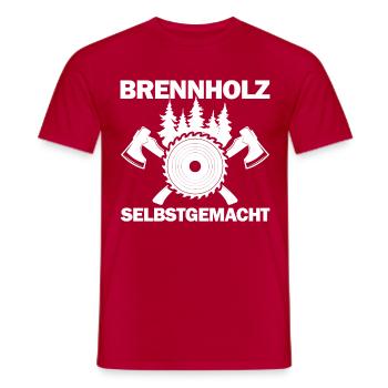 Brennholz Selbstgemacht Feuerholz Motorsäge Waldme - Männer T-Shirt - Rot - Vorne - AI Model Male 178 dark (178cm)