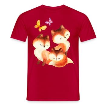 Renard Renard Foxy Waldtier famille renard rouge doux - T-shirt homme - rouge - Devant - AI Model Male 178 dark (178cm)