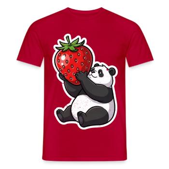 Panda Strawberry Friend Sticker - Men's T-Shirt - red - Front - AI Model Male 178 dark (178cm)