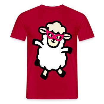 Carnival Mask Sheep - Men's T-Shirt - red - Front - AI Model Male 178 dark (178cm)