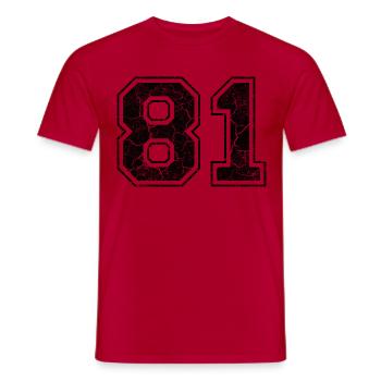 Number 81 in the grunge look - T-shirt homme - rouge - Devant - AI Model Male 178 dark (178cm)