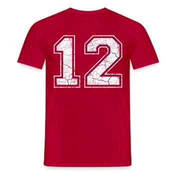 12 in white in the used look - Men's T-Shirt - red - Front - AI Model Male 178 dark (178cm)