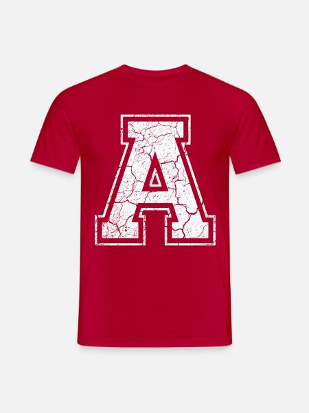 Buchstabe A in weiß im Vintage-Look - Männer T-Shirt - Rot