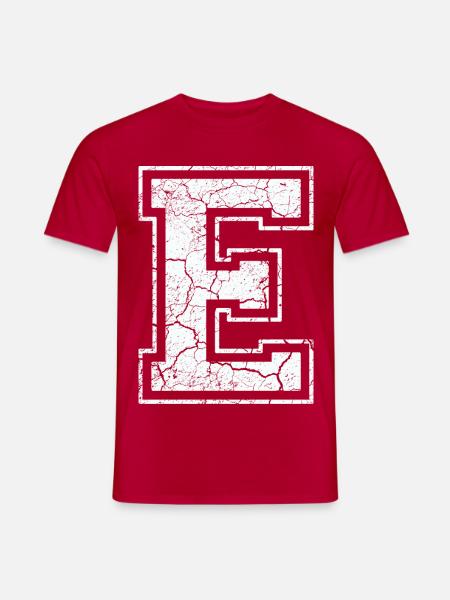 Buchstabe E in weiß im Vintage-Look - Männer T-Shirt - Rot