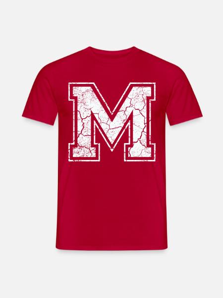 Buchstabe M in weiß im Vintage-Look - Männer T-Shirt - Rot