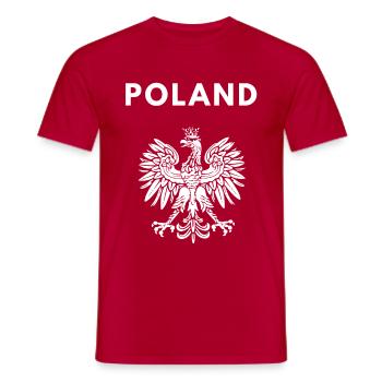 Poland flag emblem football sport country - Men's T-Shirt - red - Front - AI Model Male 178 dark (178cm)