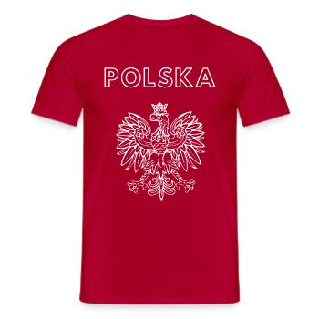 Football de blason drapeau Pologne - T-shirt homme - rouge - Devant - AI Model Male 178 dark (178cm)