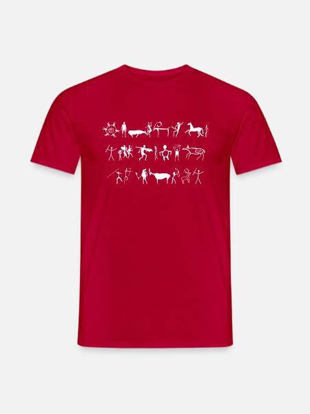 peinture rupestre dessin mural archéologie art rupestre - T-shirt homme - rouge