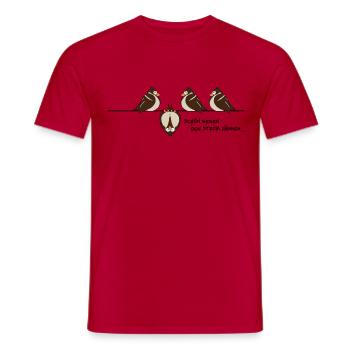 Spatz 'gegen den Strom' - Männer T-Shirt - Rot - Vorne - AI Model Male 178 dark (178cm)