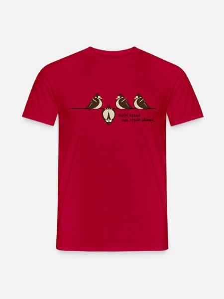 Spatz 'gegen den Strom' - Männer T-Shirt - Rot