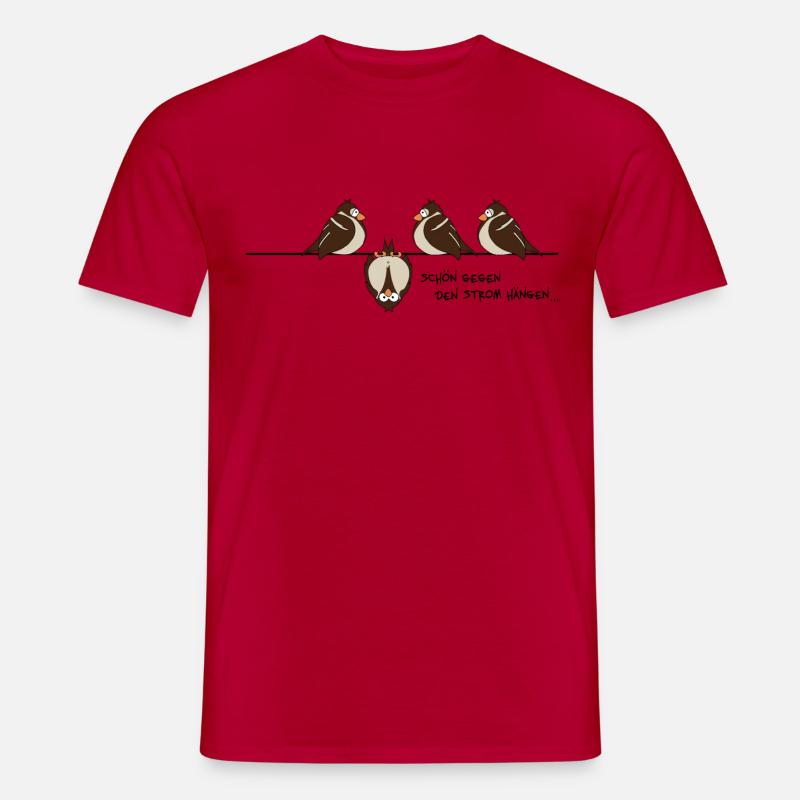 Spatz 'gegen den Strom' - Männer T-Shirt - Rot