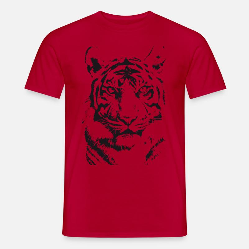 Schwarzer Tiger - Illustration - Männer T-Shirt - Rot