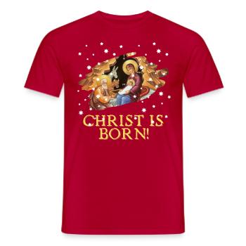 Weihnachtskrippe Christus ist geboren! - Männer T-Shirt - Rot - Vorne - AI Model Male 178 dark (178cm)