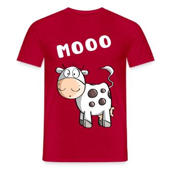 Kleine Mooo Kuh - Kühe - Comic - Männer T-Shirt - Rot - Vorne - AI Model Male 178 dark (178cm)