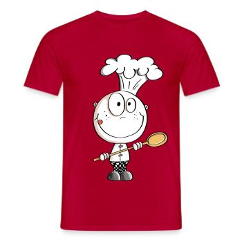 Caricature de chef stick figure - T-shirt homme - rouge - Devant - AI Model Male 178 dark (178cm)