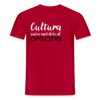 La culture est le seul antidote au fascisme - T-shirt homme - rouge - Devant - AI Model Male 178 dark (178cm)