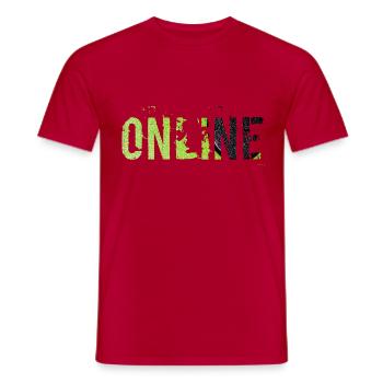 online - Men's T-Shirt - red - Front - AI Model Male 178 dark (178cm)