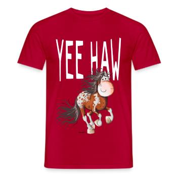 Yee Haw Horse - Appaloosa - Comic - Men's T-Shirt - red - Front - AI Model Male 178 dark (178cm)