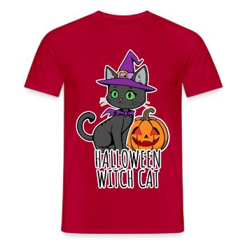 Niedliche Halloween Katzen Hexe Halloween WitchCat - Männer T-Shirt - Rot - Vorne - AI Model Male 178 dark (178cm)