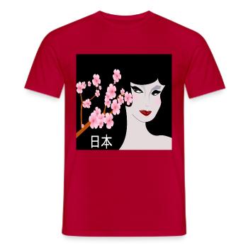 cerisier japonais Fleurs de cadeau japonaise de geisha Kanji - T-shirt homme - rouge - Devant - AI Model Male 178 dark (178cm)