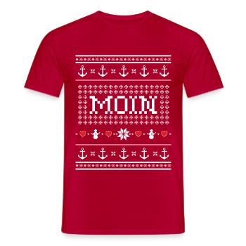 Moin Christmas Jumper - Cadeau de Noël - T-shirt homme - rouge - Devant - AI Model Male 178 dark (178cm)