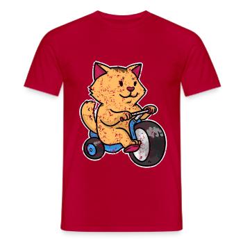 Kleine Katze auf einen Dreirad Retro Vintage - Männer T-Shirt - Rot - Vorne - AI Model Male 178 dark (178cm)