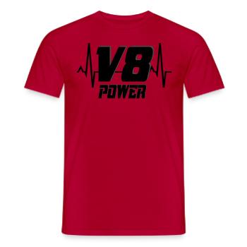 V8 - T-shirt homme - rouge - Devant - AI Model Male 178 dark (178cm)