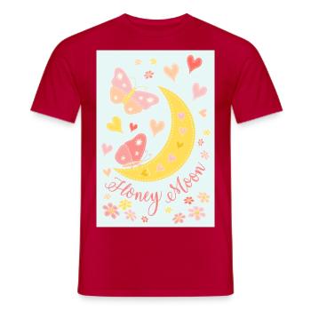 Lune de miel lune de miel fleurs papillons affiche bleu - T-shirt homme - rouge - Devant - AI Model Male 178 dark (178cm)