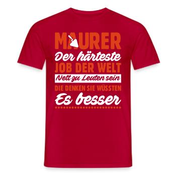 Maurer Lustige Sprüche - Männer T-Shirt - Rot - Vorne - AI Model Male 178 dark (178cm)