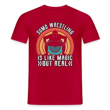 La lutte sumo est comme de la magie mais réelle - T-shirt homme - rouge - Devant - AI Model Male 178 dark (178cm)