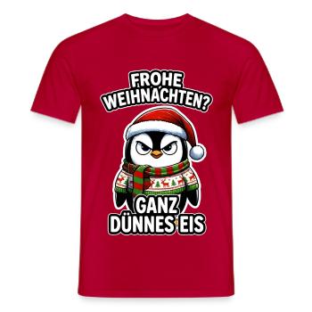 Frohe Weihnachten Ganz Dünnes Eis Pinguin - Men's T-Shirt - red - Front - AI Model Male 178 dark (178cm)