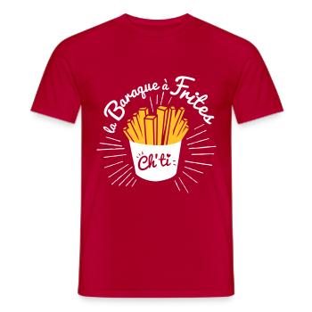 La baraque à frites, ch'ti ! - T-shirt homme - rouge - Devant - AI Model Male 178 dark (178cm)