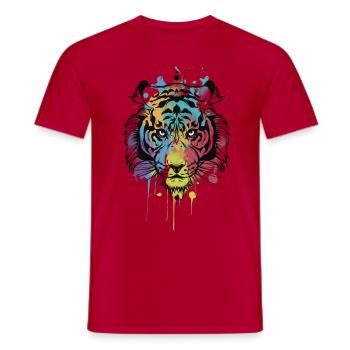 Tiger Aquarel - Männer T-Shirt - Rot - Vorne - AI Model Male 178 dark (178cm)