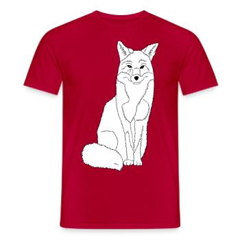 happy fox in black and white - Men's T-Shirt - red - Front - AI Model Male 178 dark (178cm)