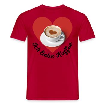 Ich liebe Kaffee T-Shirt - Männer T-Shirt - Rot - Vorne - AI Model Male 178 dark (178cm)