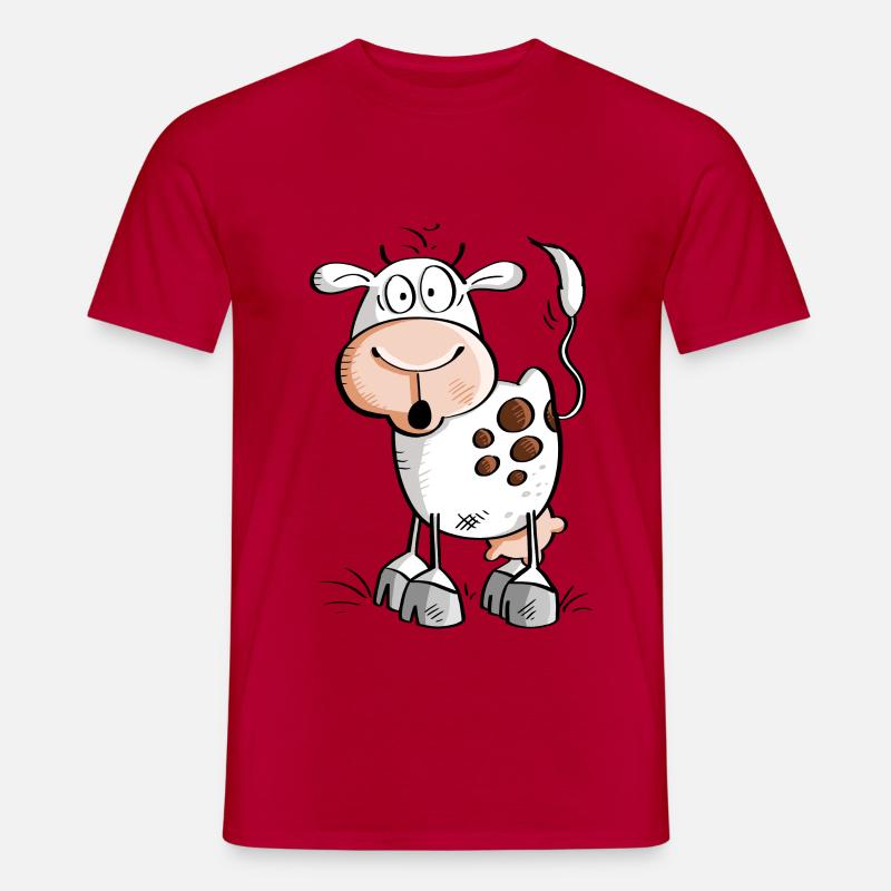 Witzige Comic Kuh - Kühe - Männer T-Shirt - Rot