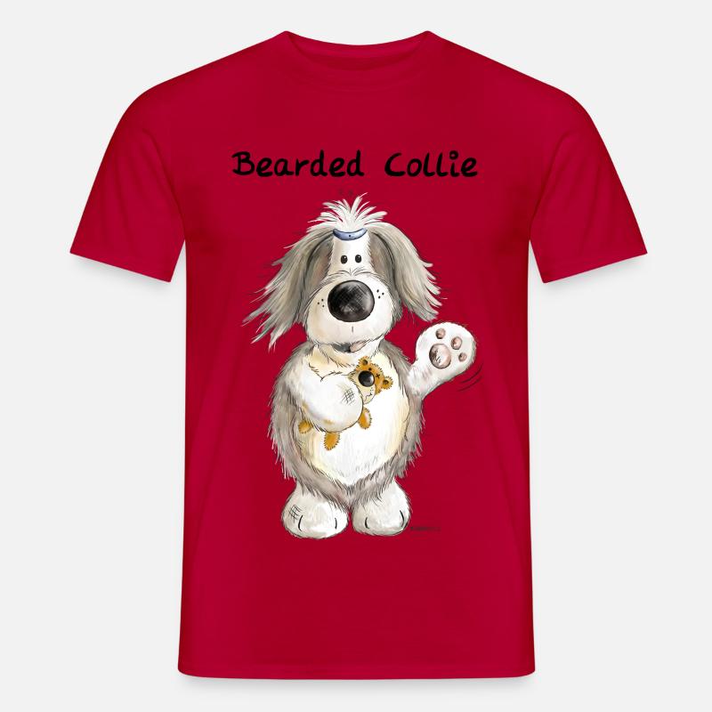 Bearded Collie mit Teddy - Männer T-Shirt - Rot
