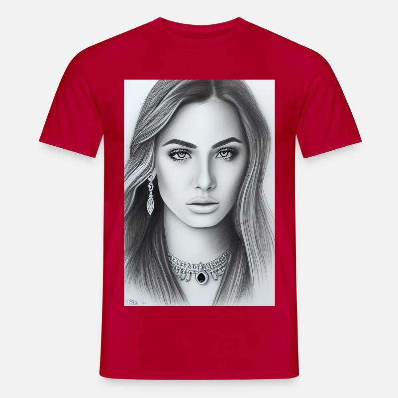 Frau mit Schmuck - Männer T-Shirt - Rot