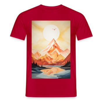 Berglandschaft mit Sonnenuntergang - Männer T-Shirt - Rot - Vorne - AI Model Male 178 dark (178cm)