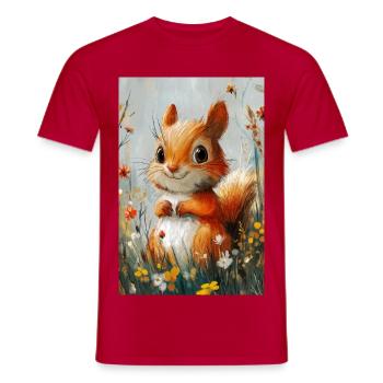 Illustration of a squirrel - Men's T-Shirt - red - Front - AI Model Male 178 dark (178cm)