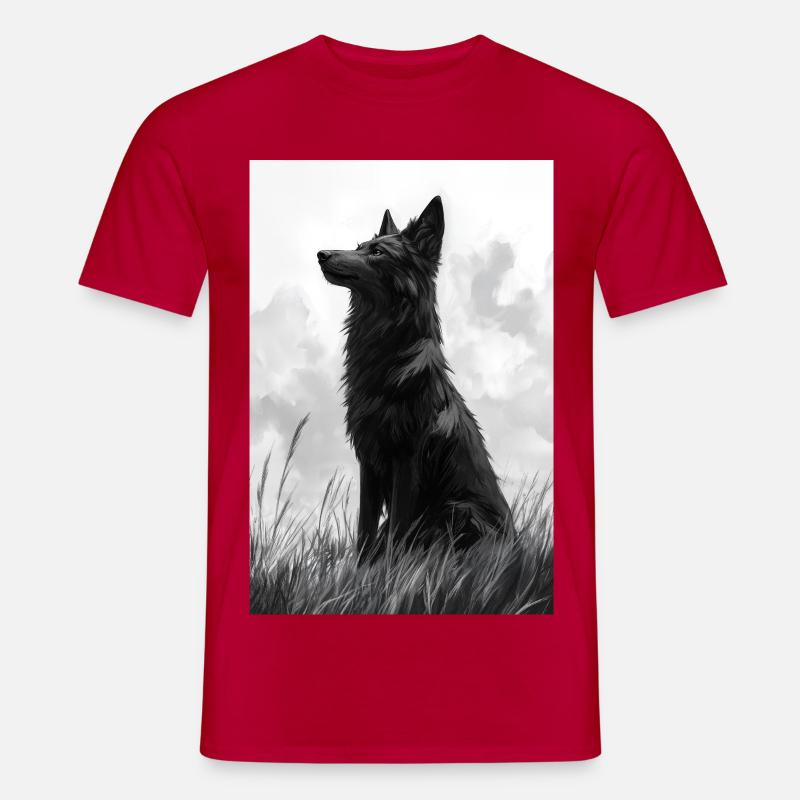Illustration eines Wolfes - Männer T-Shirt - Rot